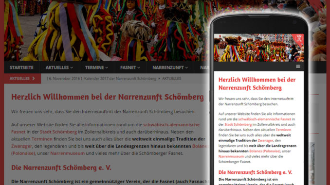 Narrenzunft Homepage geht mobil