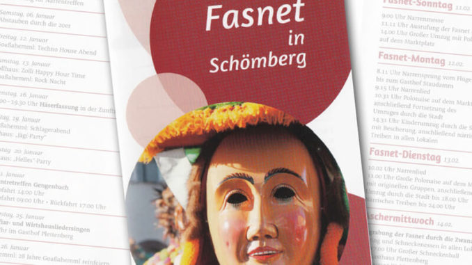 Flyer der Narrenzunft Schömberg zur Schömberger Fasnet 2018